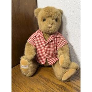 Vintage Gund B. Altman Lmtd Edition 16”Jointed Teddy Bear in Red Gingham Shirt